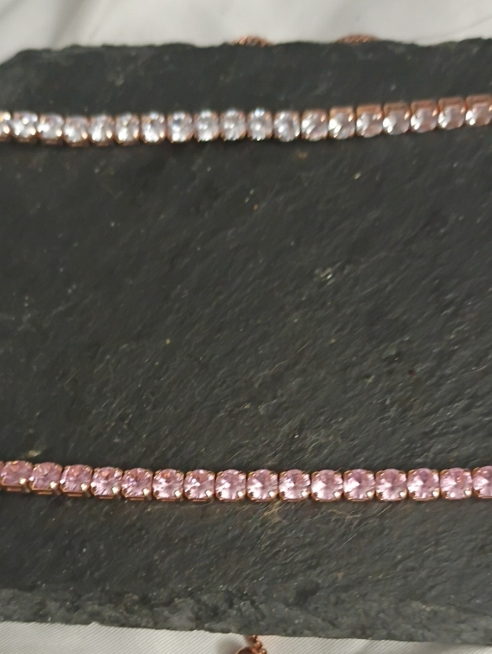 Rose Gold Pink And Clear Adjustable Tennis Bracelets - Women Jewelry